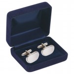 Rectangular Brushed Cufflinks in Navy Velvet Box