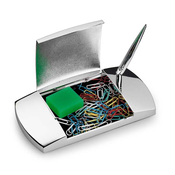 Silver Plated Pen Stand and Desk Organiser in Luxury Pres - Click Image to Close