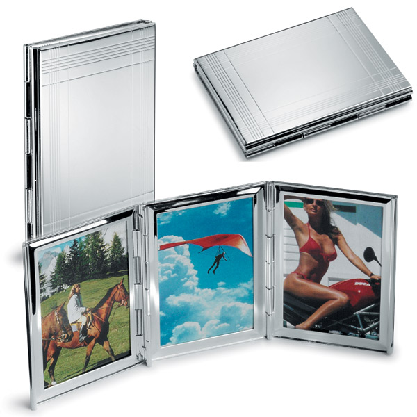 Silver Plated Triple Frame Photo Mount (40x60mm) - Click Image to Close