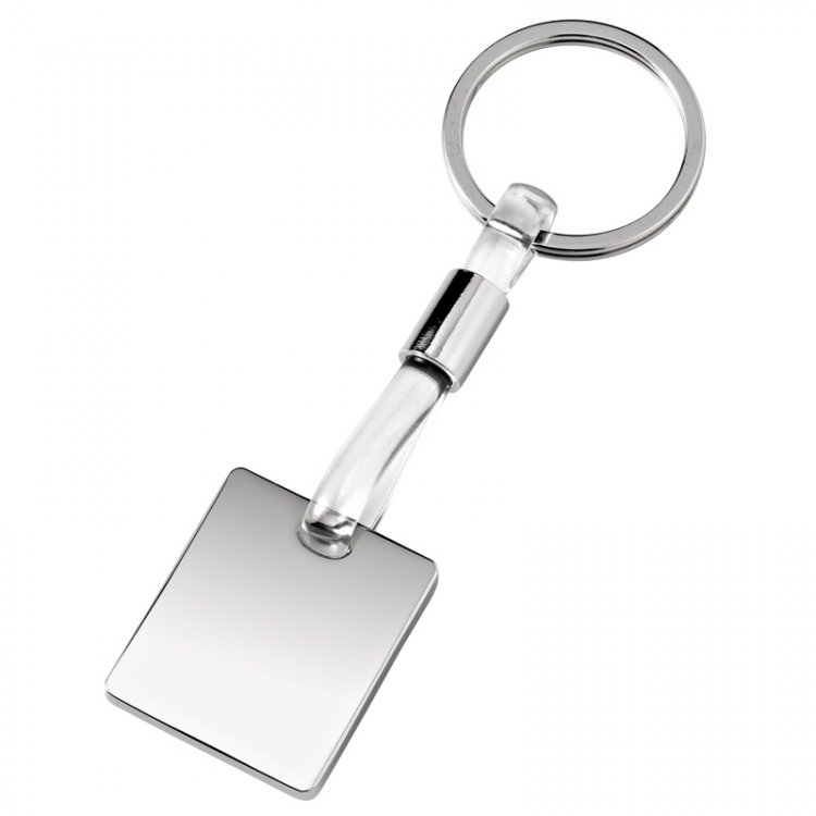 Key chain chromed rectangular PVC transp. - Click Image to Close