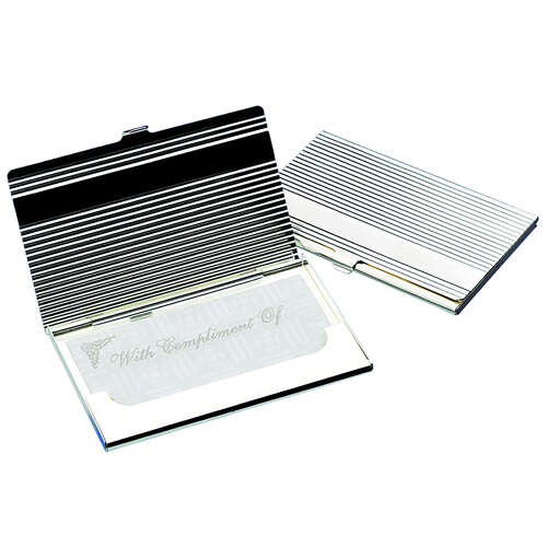 Ribbed Silver Plated Business or Credit Card Case
