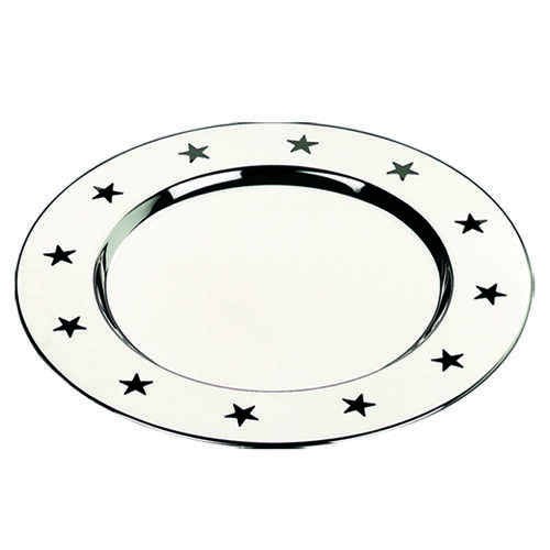 Bottle coaster star-shaped edge metal/shiny