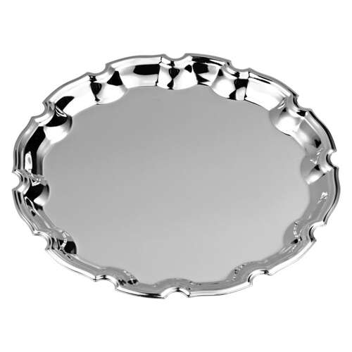 Tray round metal-shiny