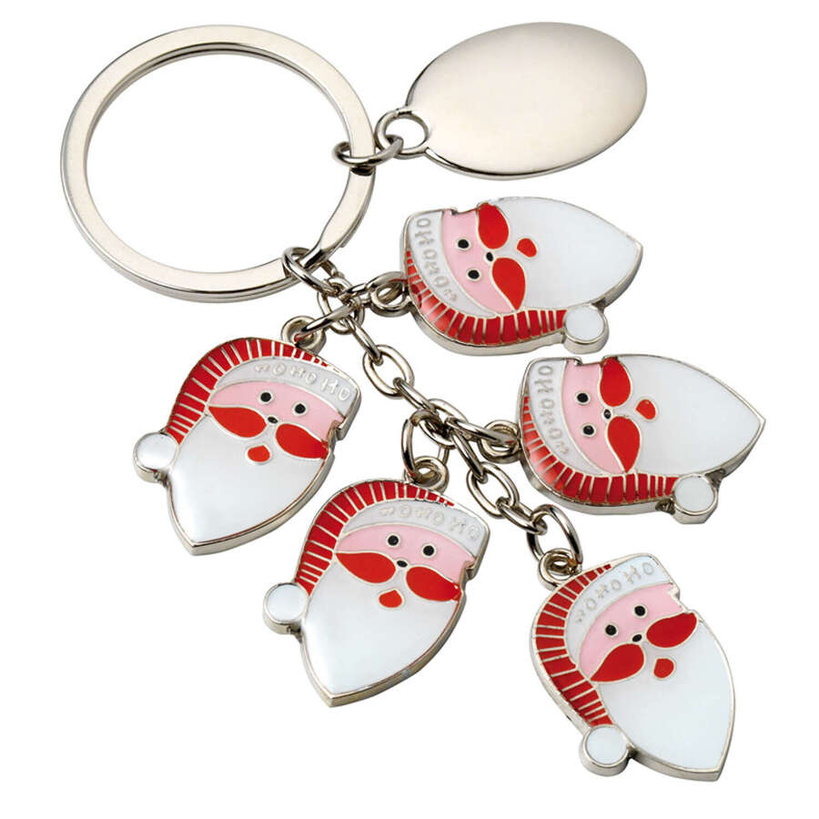 Key chain 5 santa heads