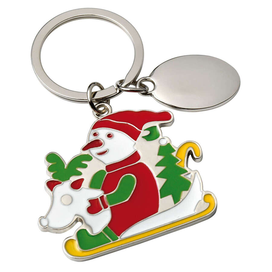 Key chain snowman on sledge