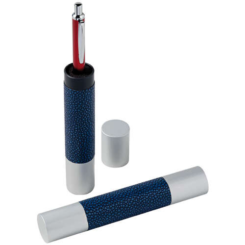 Tube leather blue round