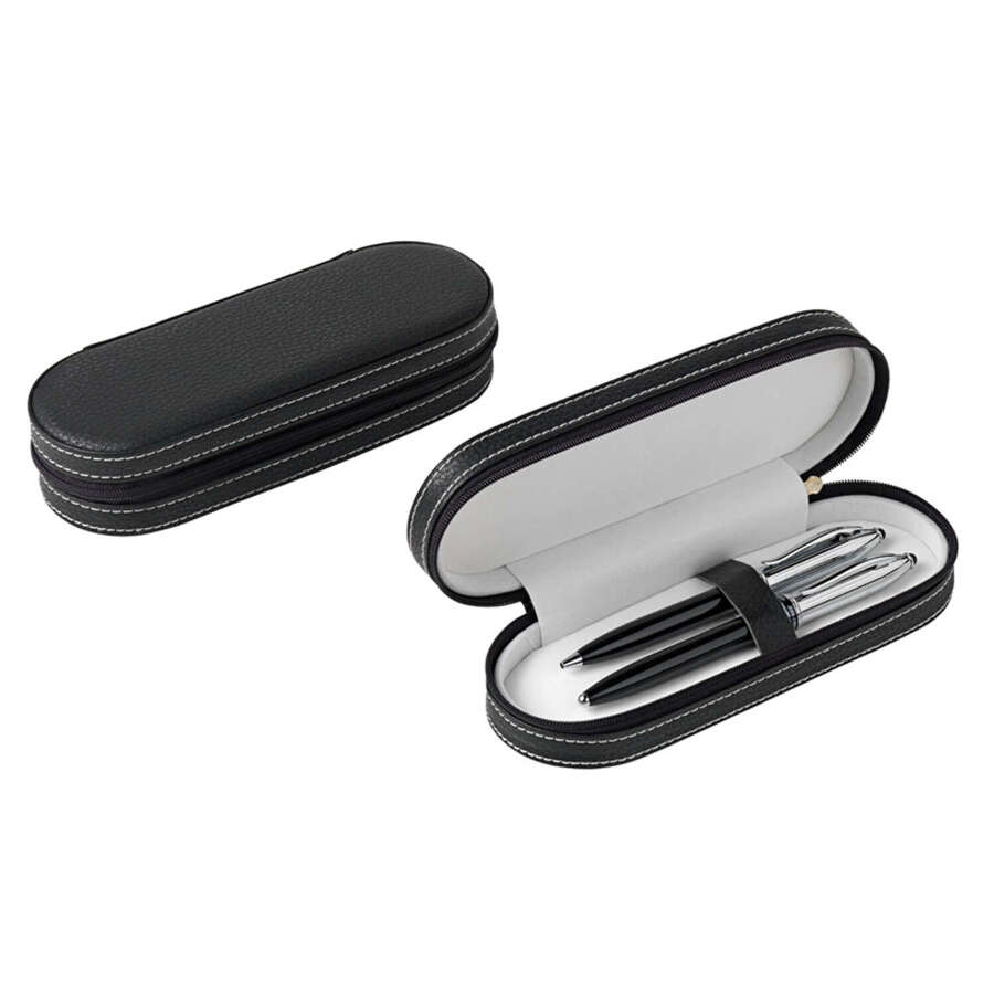 Box black leather with zipper
