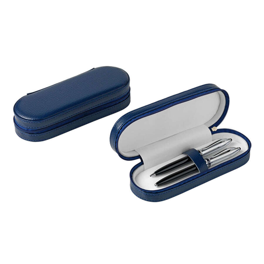 Box blue leather with zipper