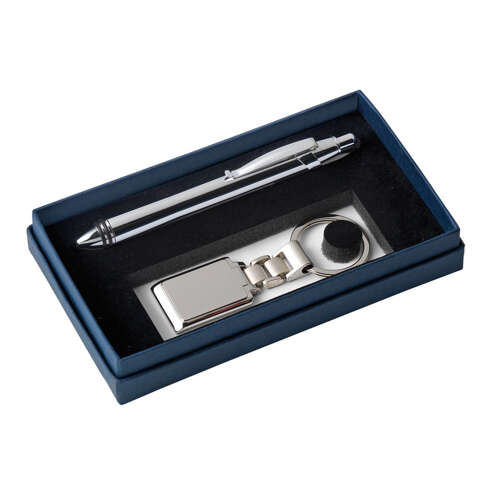 Box blue for set pen and key chain