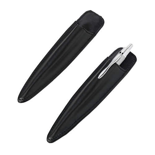 Pen sleeve black leather