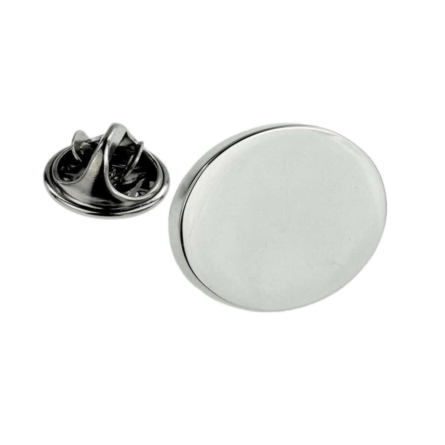 Oval 20mm Rhodium Plated Lapel Pin Badge