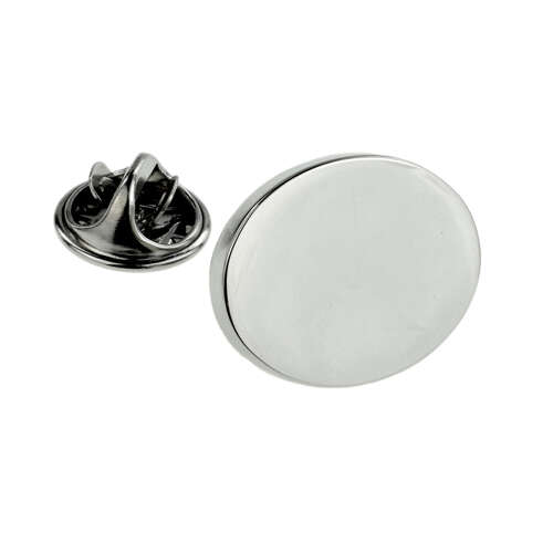 Oval 20mm Rhodium Plated Lapel Pin Badge