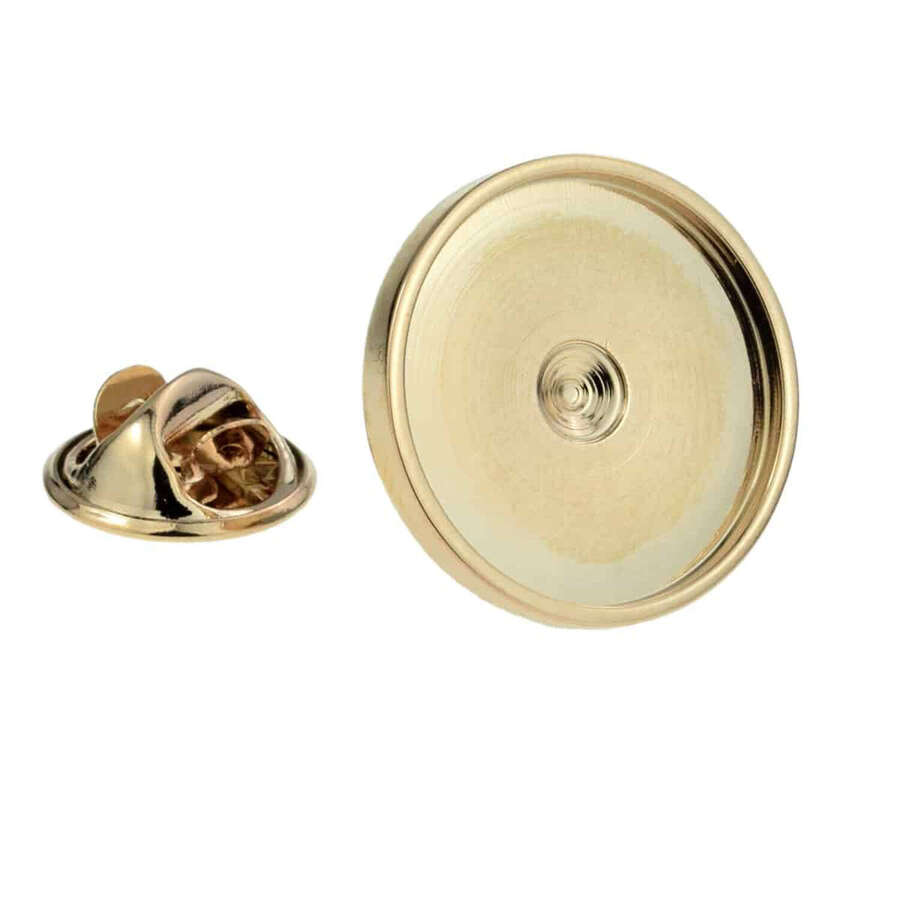 Rose Gold Coloured 17.1mm Recess lapel Pin Badge (suitable for Half pence piece)