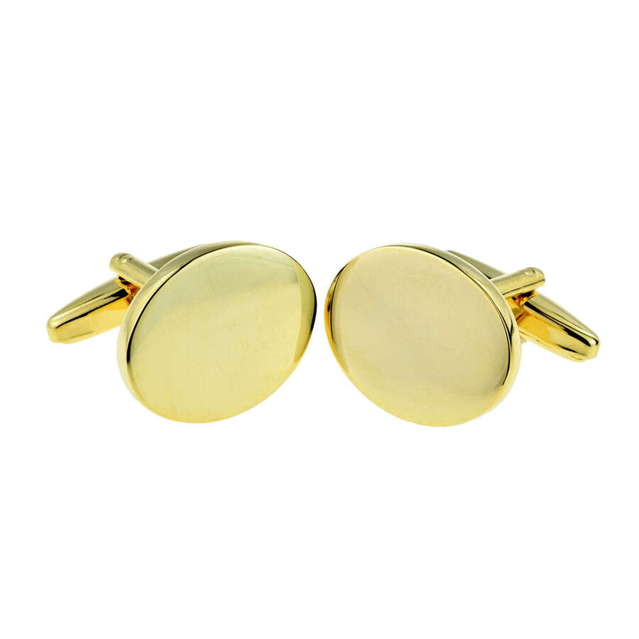 Deluxe Gold 16 x 3mm Oval Cufflinks (Engravable)