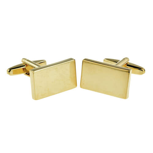 Deluxe Gold 20 x 12 x 3mm Rectangle Cufflinks (Engravable)