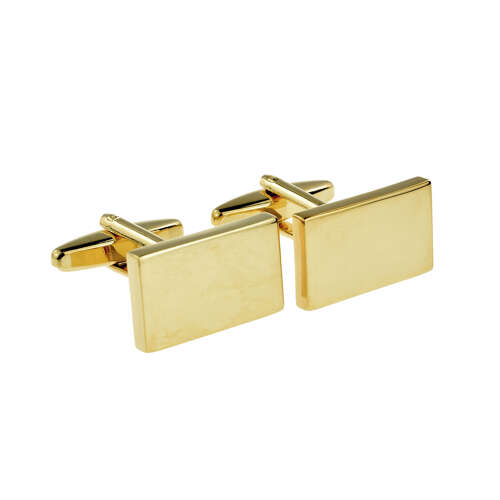Deluxe Gold 20 x 12 x 3mm Rectangle Cufflinks (Engravable)