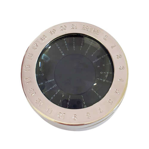 Silver Finish Metal Desk World Time Indicator Paperweight & Magnifying Glass (Engravable)