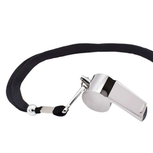 Stainless Steel Whistle and Lanyard in Box (Engravable)
