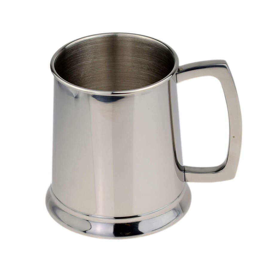 Stainless Steel Polished 1 Pint Tankard (Engravable)