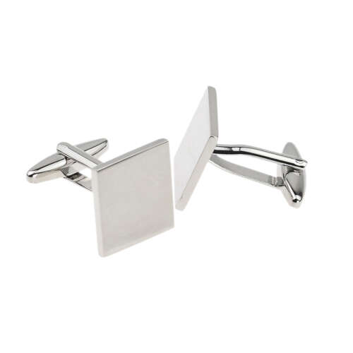 Square 17mm Rhodium Plated Cufflinks (Engravable)
